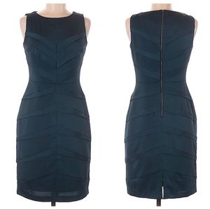 Adrianna Papell Blue Shutter Pleat Midi Dress